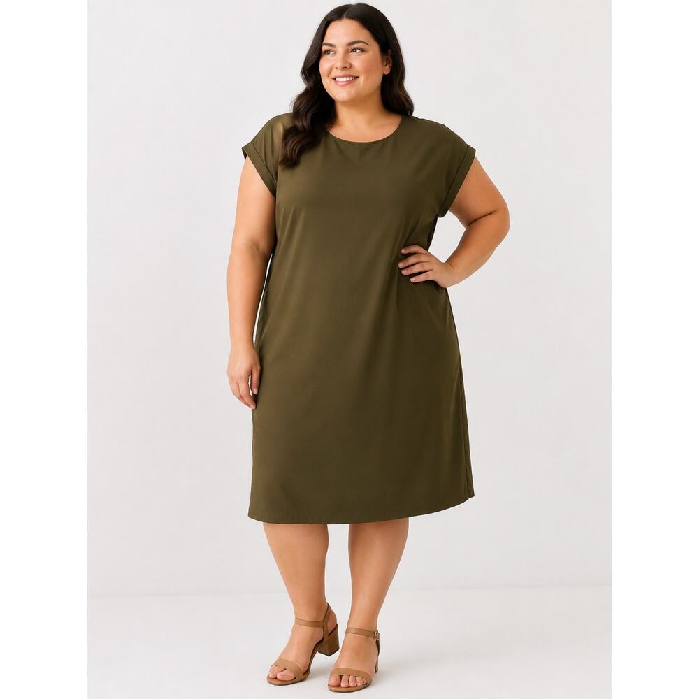 NWT Emery Rose Olive Green Midi T-Shirt Dress Size 2XL